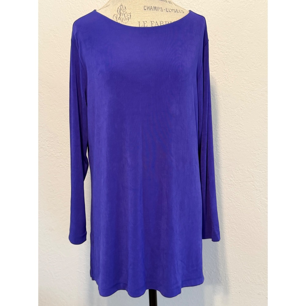 Private Edition by Chico's Purple Long Sleeve Slinky Tunic Top Size 3 L XL